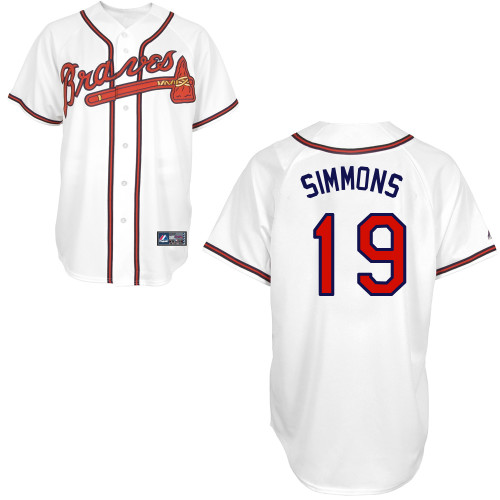 Andrelton Simmons #19 Youth Baseball Jersey-Atlanta Braves Authentic Home White Cool Base MLB Jersey